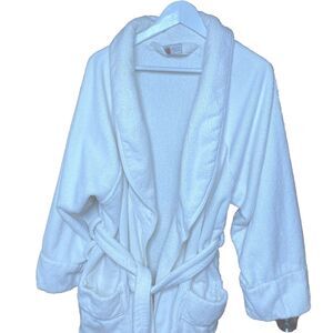 Hotel Robe Adult Heavy Cotton Terrycloth Bathrobe Belt Pockets Lux Spa White